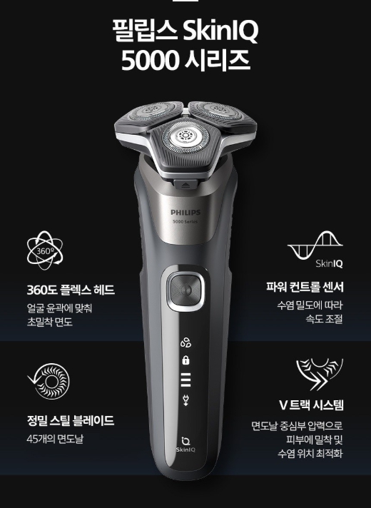 필립스 5000 시리즈 (S5887) SkinIQ 전기면도기 건습식 사용 리뷰