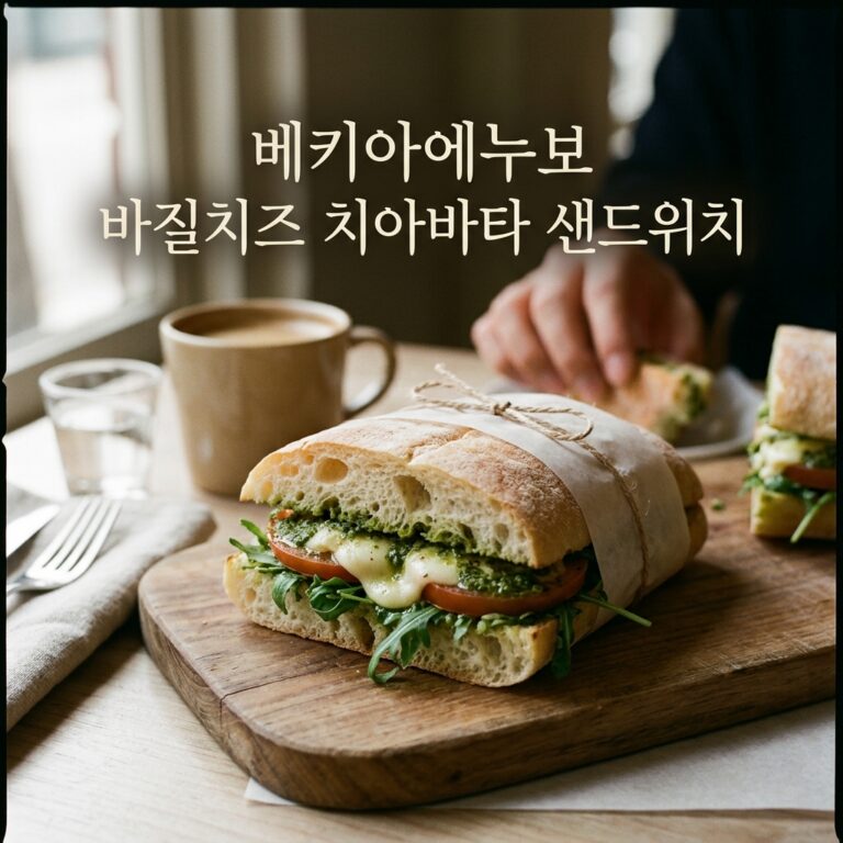 [홈쇼핑 낱개판매]베키아에누보 바질치즈 치아바타 샌드위치(냉동:4개입)